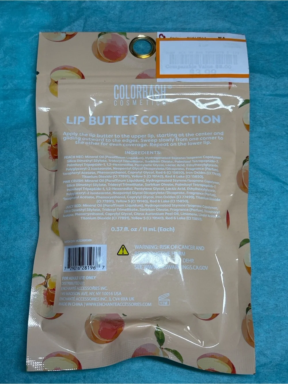 Peach Collection 3 Pack Lip Butter Balms - Peach, Pink, Juicy Red